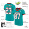 Aqua0180-1 Custom Aqua White-Red Mesh Authentic Football Jersey