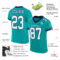 Aqua0182-1 Custom Aqua White-Navy Mesh Authentic Football Jersey