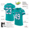 Aqua0189-1 Custom Aqua White-Navy Mesh Authentic Football Jersey
