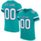 Aqua0189 Custom Aqua White-Navy Mesh Authentic Football Jersey