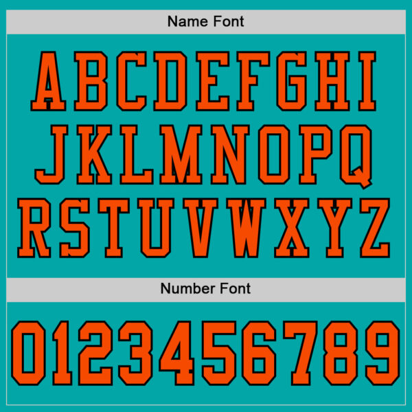 Aqua0190-3 Custom Aqua Orange-Black Mesh Authentic Football Jersey