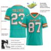 Custom Aqua White-Orange Authentic Football Jersey