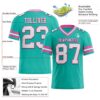 Custom Aqua White-Pink Authentic Football Jersey