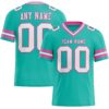 Custom Aqua White-Pink Authentic Football Jersey