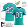 Custom Aqua White-Purple Authentic Football Jersey