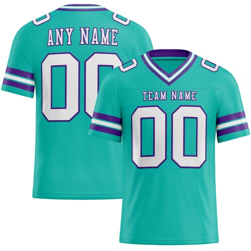 Aqua0218 Custom Aqua White-Purple Authentic Football Jersey
