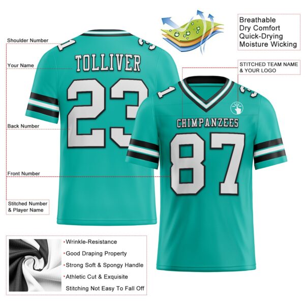 Aqua0219-1 Custom Aqua White-Black Authentic Football Jersey