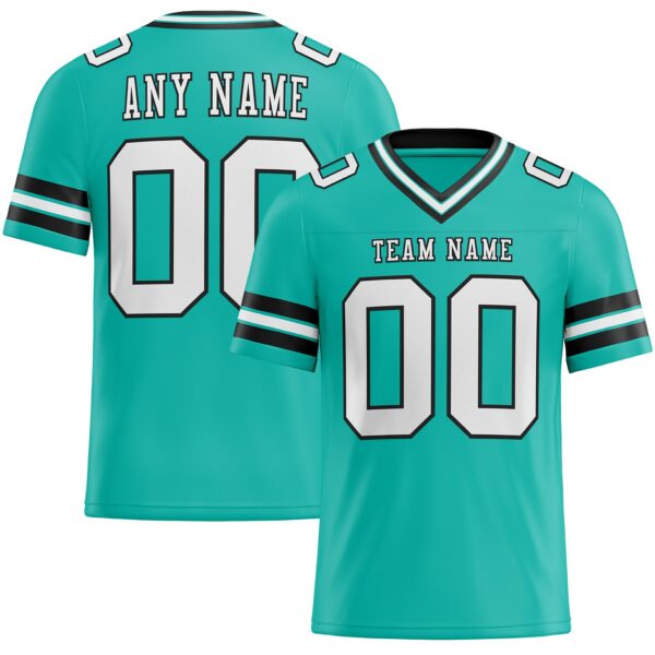 Aqua0219 Custom Aqua White-Black Authentic Football Jersey