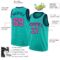 Custom Aqua Pink-Navy Authentic Basketball Jersey