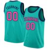 Custom Aqua Pink-Navy Authentic Basketball Jersey