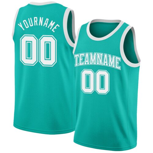 Custom Aqua White Authentic Basketball Jersey