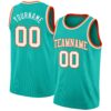 Custom Aqua White-Orange Authentic Basketball Jersey