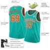 Custom Aqua Orange-White Authentic Basketball Jersey