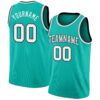 Custom Aqua White-Black Authentic Basketball Jersey