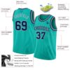 Custom Aqua Navy-Gray Authentic Basketball Jersey