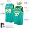 Custom Aqua White-Gold Authentic Basketball Jersey