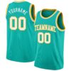 Custom Aqua White-Gold Authentic Basketball Jersey