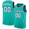 Custom Aqua White-Navy Authentic Basketball Jersey