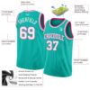 Custom Aqua White-Pink Authentic Basketball Jersey
