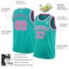 Custom Aqua Pink-White Authentic Basketball Jersey