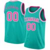 Custom Aqua Pink-White Authentic Basketball Jersey