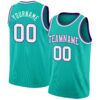 Custom Aqua White-Purple Authentic Basketball Jersey
