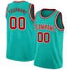 Custom Aqua Red-White Authentic Basketball Jersey