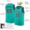 Custom Aqua Black-White Authentic Basketball Jersey