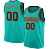 Custom Aqua Black-Orange Authentic Basketball Jersey