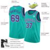 Custom Aqua Purple-White Authentic Basketball Jersey