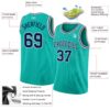 Custom Aqua Navy-White Authentic Basketball Jersey