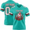 Custom Aqua White-Red Authentic Football Jersey