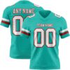 Custom Aqua White-Red Authentic Football Jersey