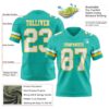 Custom Aqua White-Yellow Authentic Football Jersey