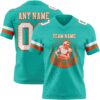 Custom Aqua White-Orange Authentic Football Jersey