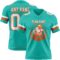 Custom Aqua White-Orange Authentic Football Jersey