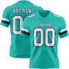 Custom Aqua White-Navy Authentic Football Jersey