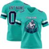 Custom Aqua Navy-White Authentic Football Jersey