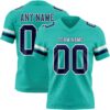 Custom Aqua Navy-White Authentic Football Jersey