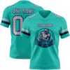 Custom Aqua Gray-Navy Authentic Football Jersey