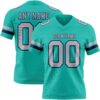 Custom Aqua Gray-Navy Authentic Football Jersey