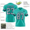 Custom Aqua Gray-Navy Authentic Football Jersey