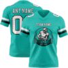 Custom Aqua White-Black Authentic Football Jersey
