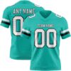 Custom Aqua White-Black Authentic Football Jersey