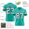 Custom Aqua White-Black Authentic Football Jersey