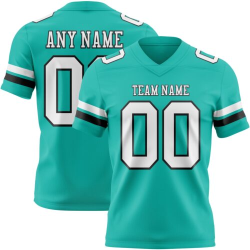 Aqua0309 Custom Aqua White-Black Authentic Football Jersey