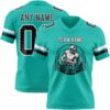 Custom Aqua Black-White Authentic Football Jersey