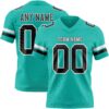 Custom Aqua Black-White Authentic Football Jersey