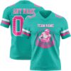 Custom Aqua Pink-White Authentic Football Jersey