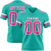 Custom Aqua Pink-White Authentic Football Jersey